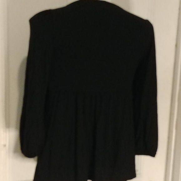 Eight Sixty Stretchy Little Black Sweetheart Neck Empire Waist Puff Sleeve Top - Picture 6 of 6